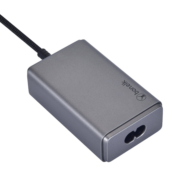 Bonelk Long-Life 65W PD GaN Desktop Charger, in-built USB-C Cable 1.5m - Space Grey