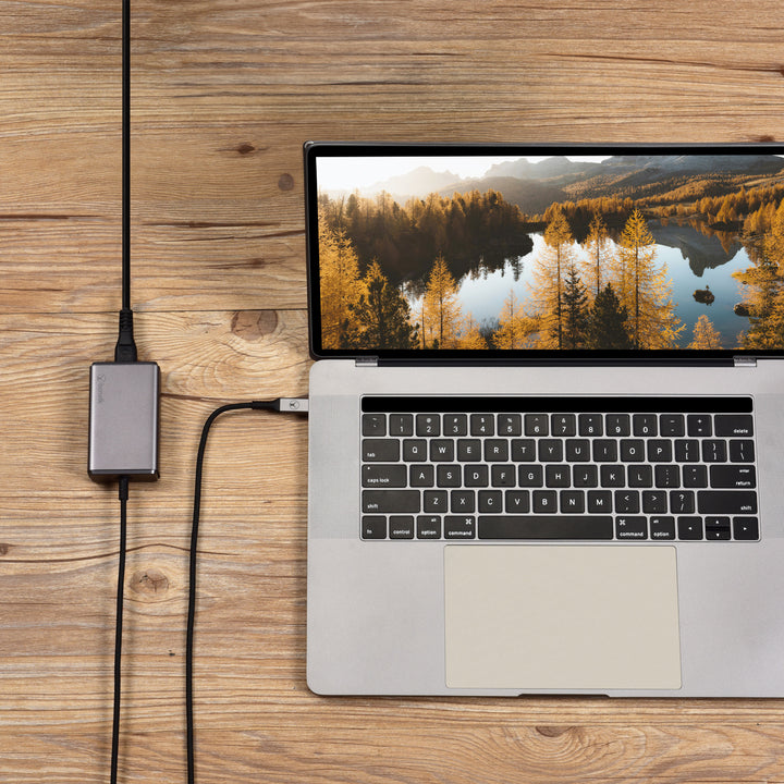 Bonelk Long-Life 65W PD GaN Desktop Charger, in-built USB-C Cable 1.5m - Space Grey