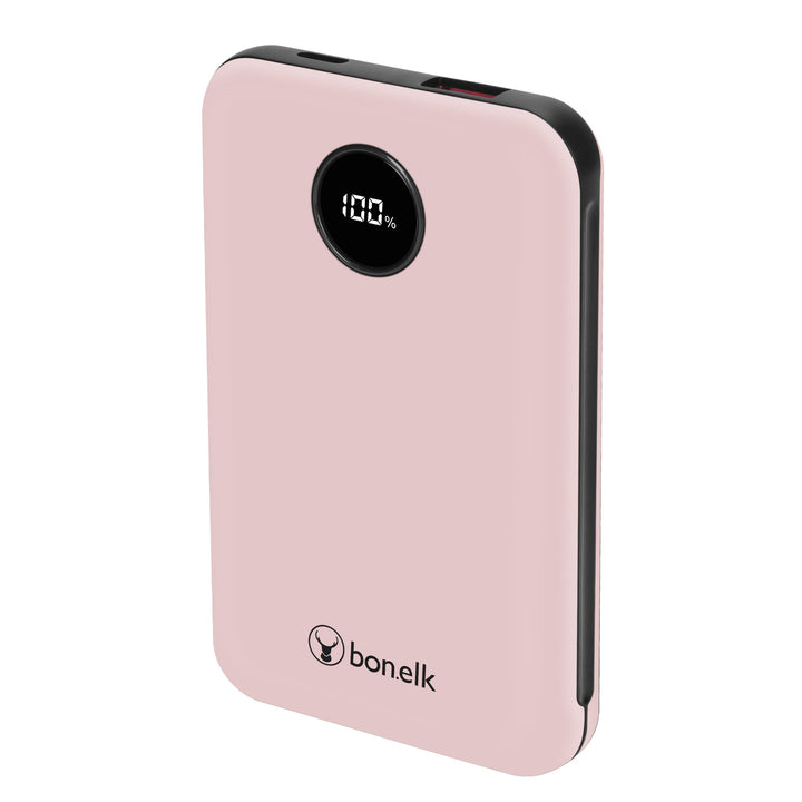 Bonelk 10k mAh Power Bank Mini, 1 x USB-C PD20W, 1 x USB-A QC22.5W - Pink