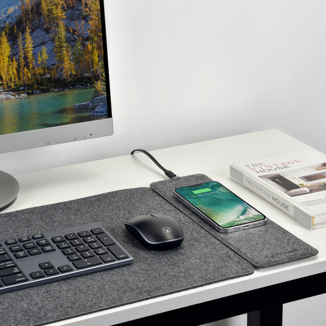 Bonelk Wireless Charging Split Desktop Mat - Grey