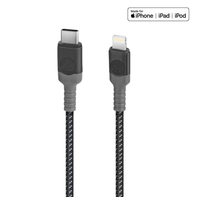 Bonelk Long-Life USB-C to Lightning Cable Black/Grey - 1.2m