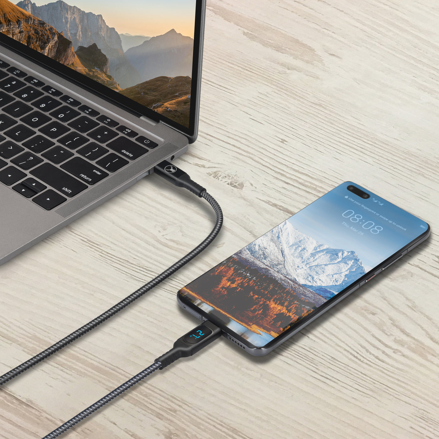 Bonelk Long-Life USB-C to USB-C Digital Display Cable 100W, (1.5m) - Black