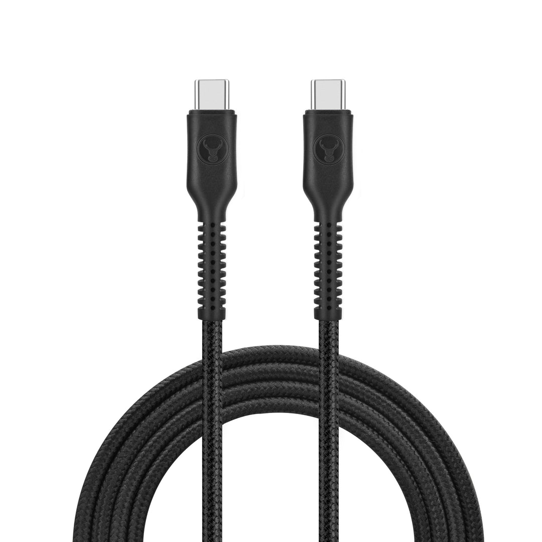 Bonelk Long-Life Easy-Grip USB-C to USB-C Cable, 100W (1.2m) - Black