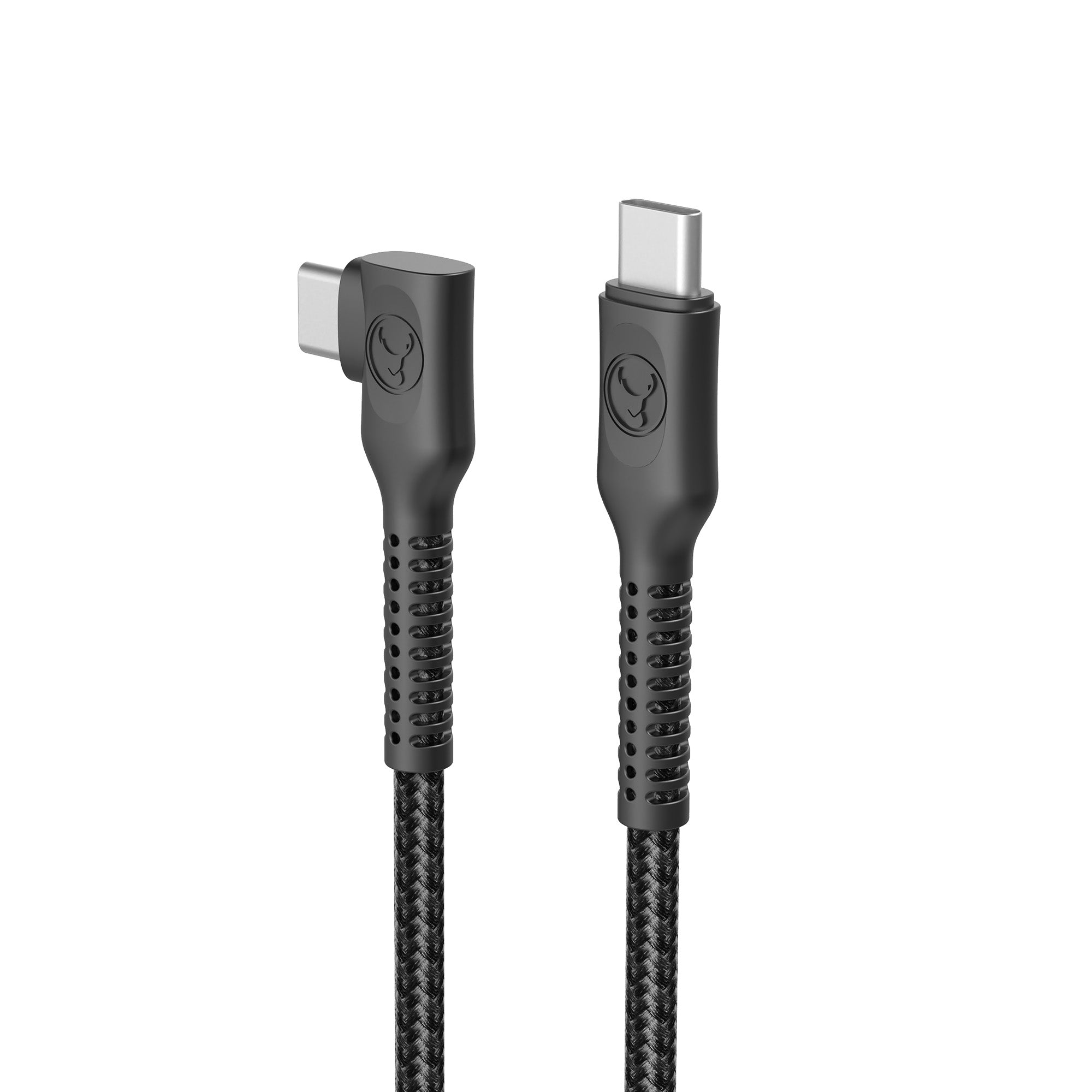 Bonelk Long-Life Easy Grip USB-C to USB-C Right Angle Cable, 100W (2m) - Black