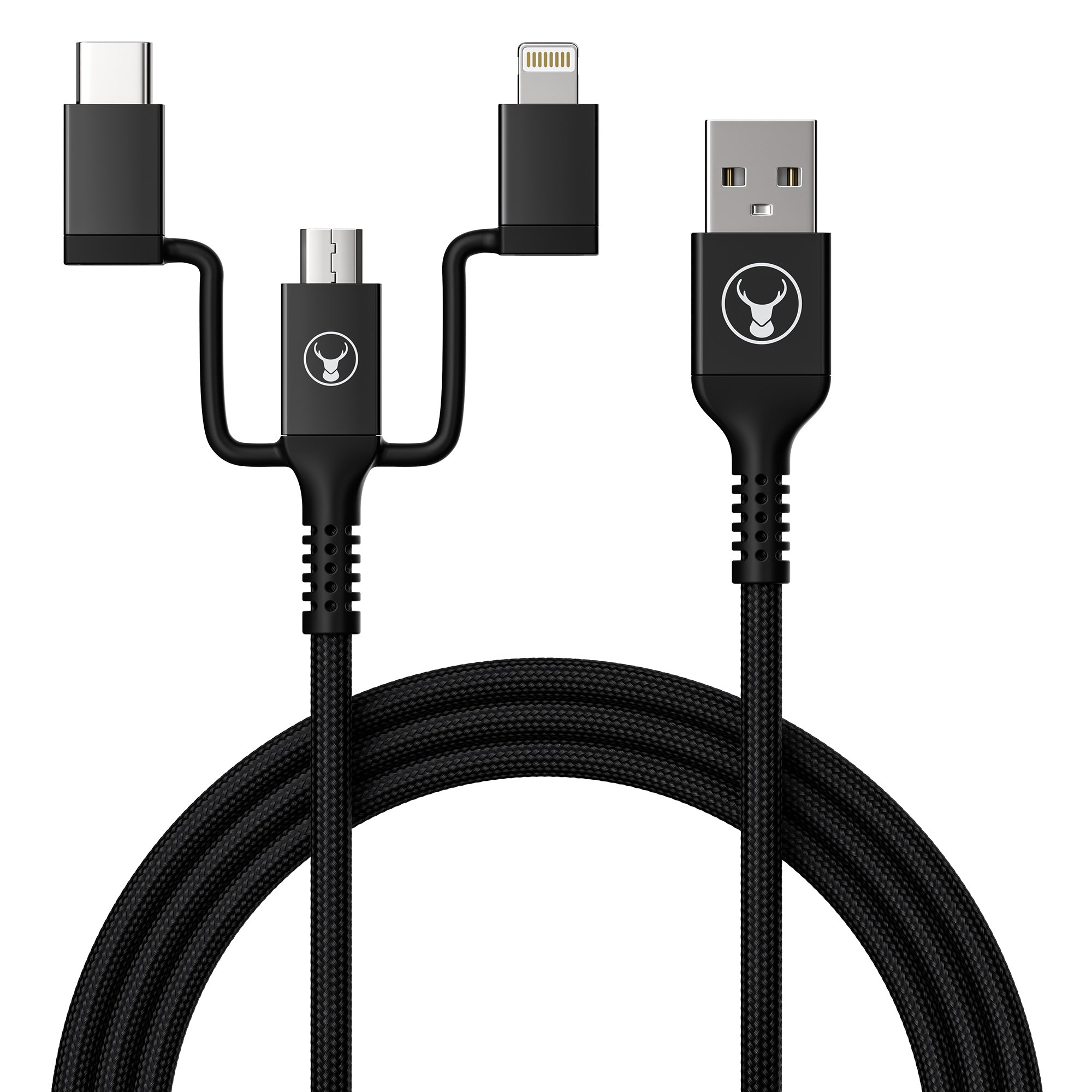 Bonelk Long-Life USB-A to 3in1 Travel Cable (1.2m) - Black