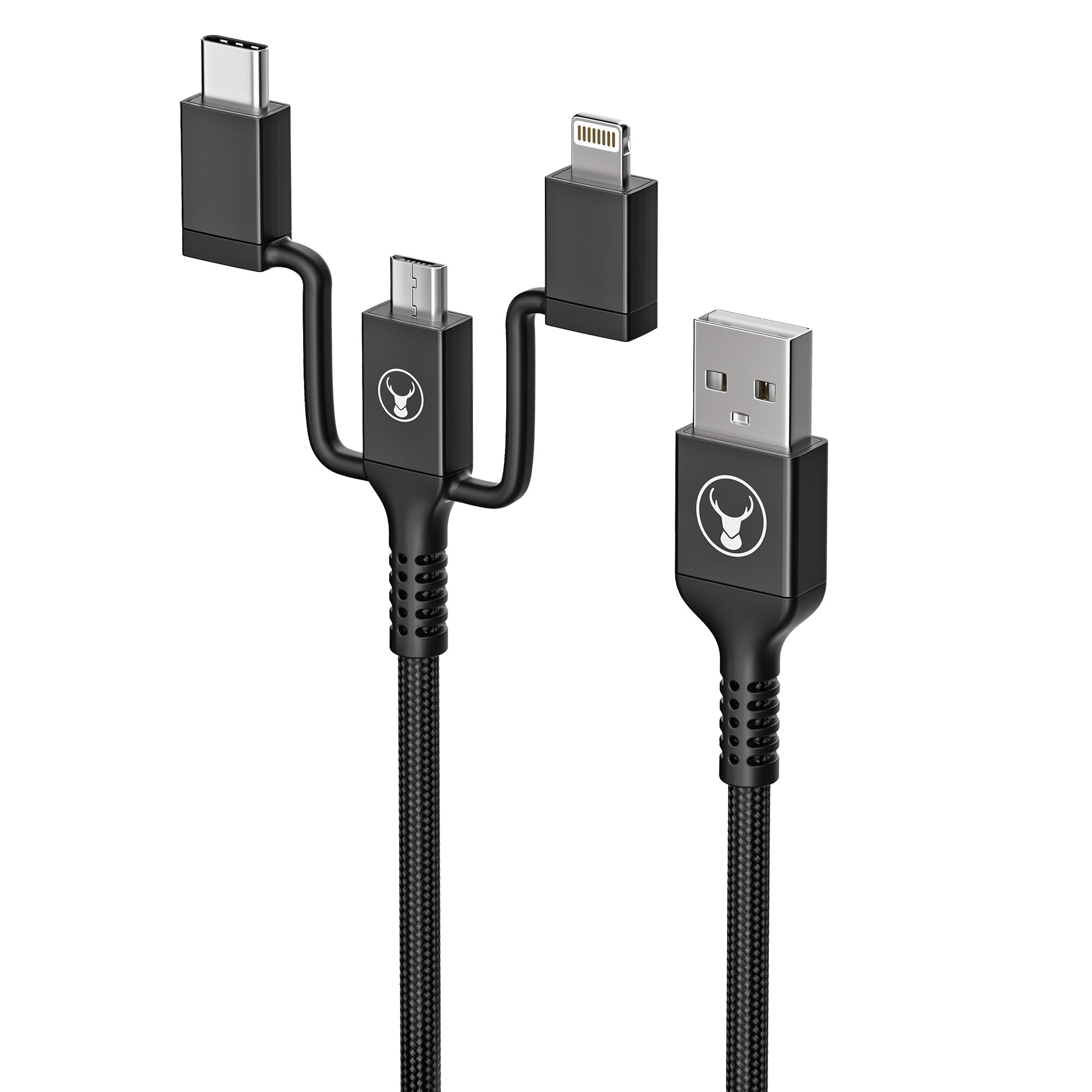 Bonelk Long-Life USB-A to 3in1 Travel Cable (1.2m) - Black