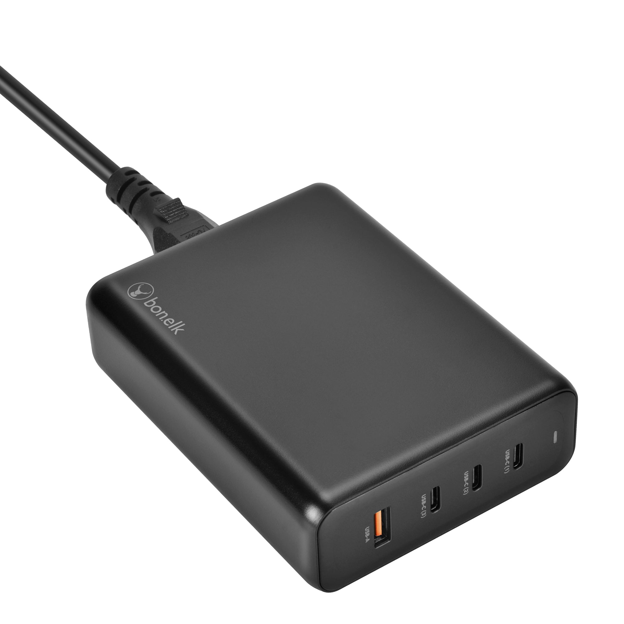 Bonelk 240W PD GaN Desktop Charger, 3 x USB-C, 1 x USB-A - Black