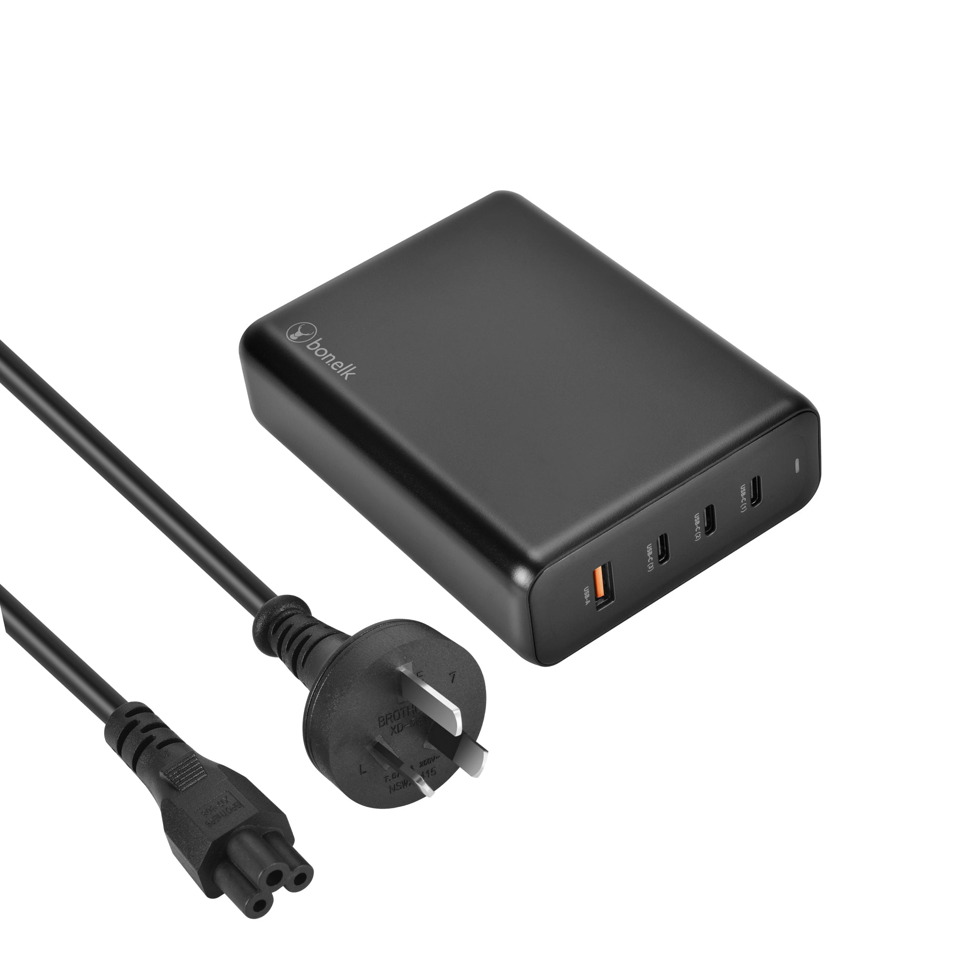 Bonelk 240W PD GaN Desktop Charger, 3 x USB-C, 1 x USB-A - Black