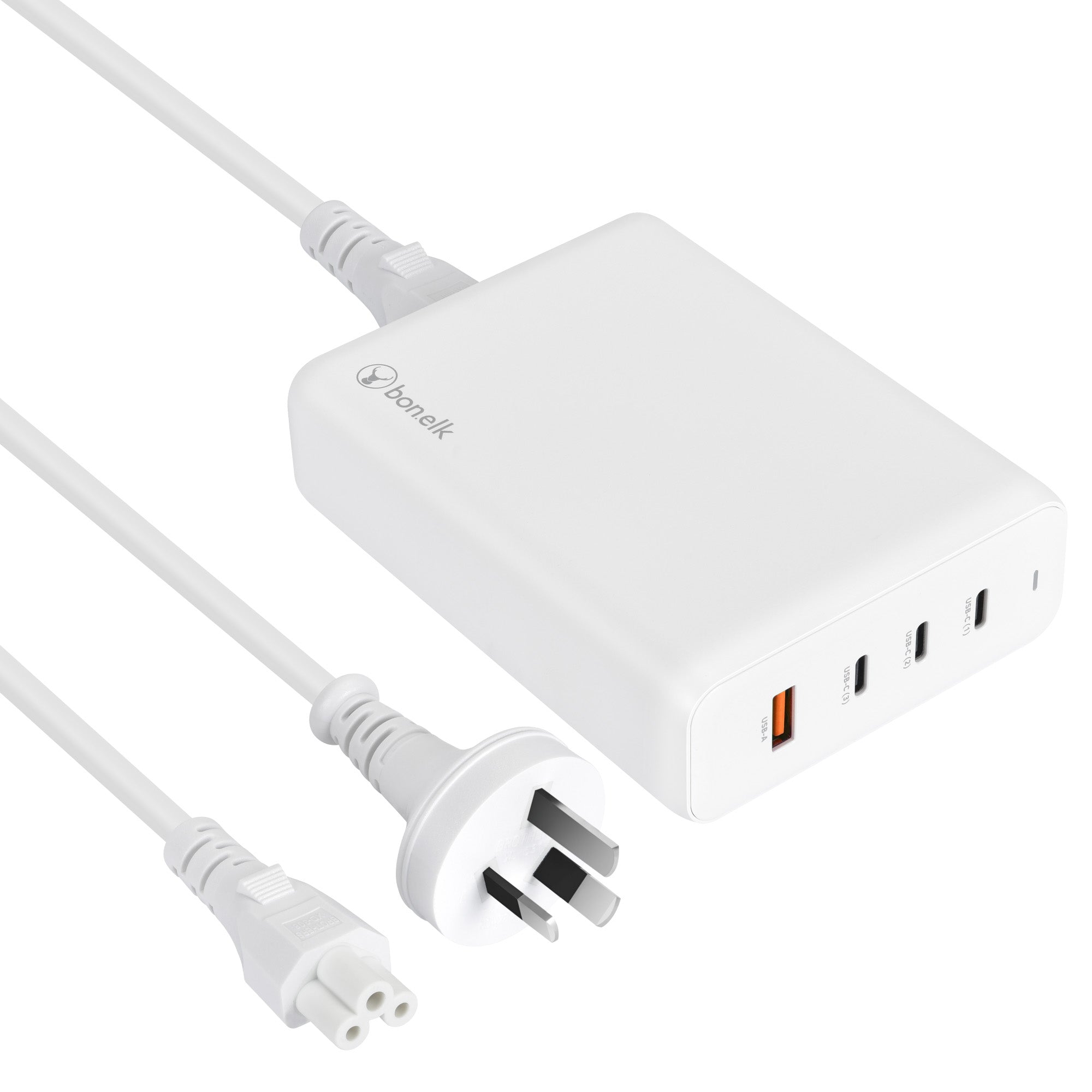 Bonelk 240W PD GaN Desktop Charger, 3 x USB-C, 1 x USB-A - White