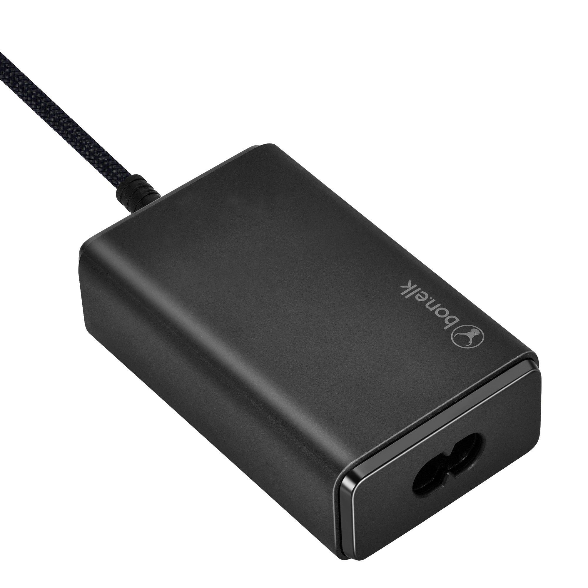 Bonelk Long-Life 65W PD GaN Desktop Charger, in-built USB-C Cable 1.5m - Black