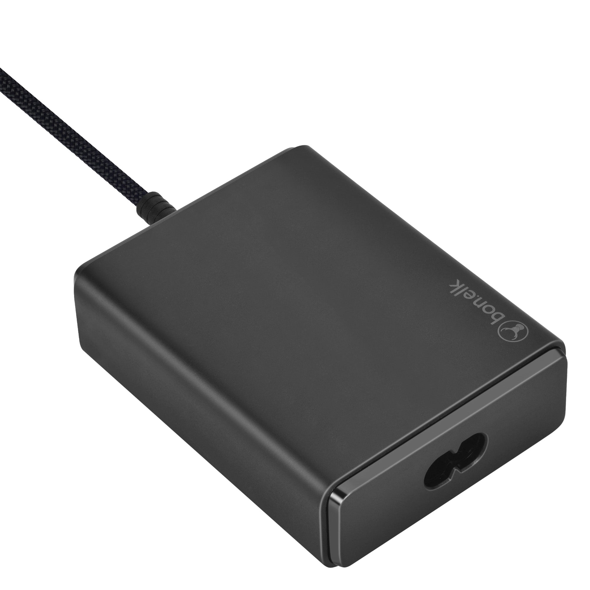 Bonelk Long-Life 100W PD GaN Desktop Charger, in-built USB-C Cable 1.5m - Black