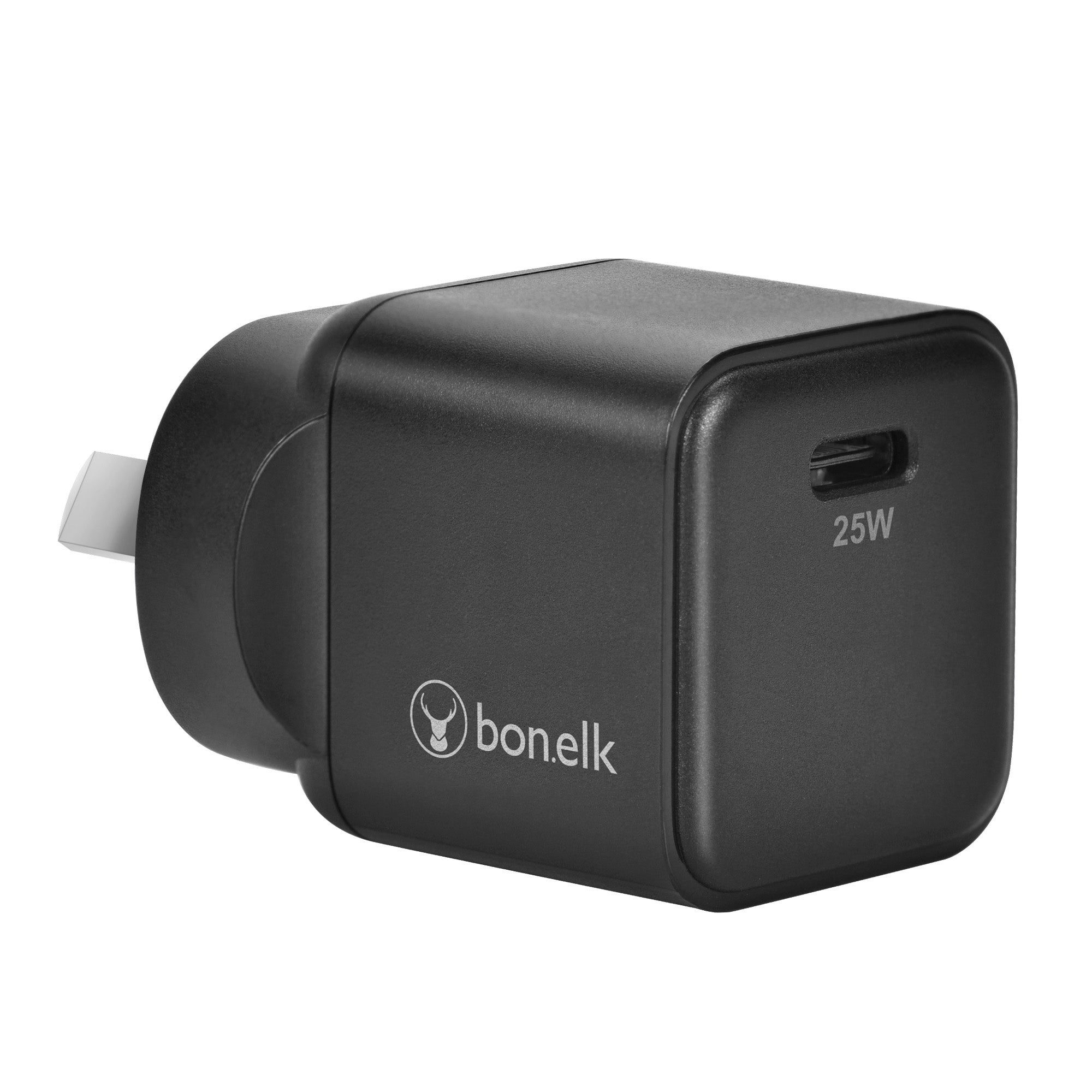 Bonelk 25W PD GaN Wall Charger, 1 x USB-C, 1 x USB-C/C Cable 1.5m  - Black