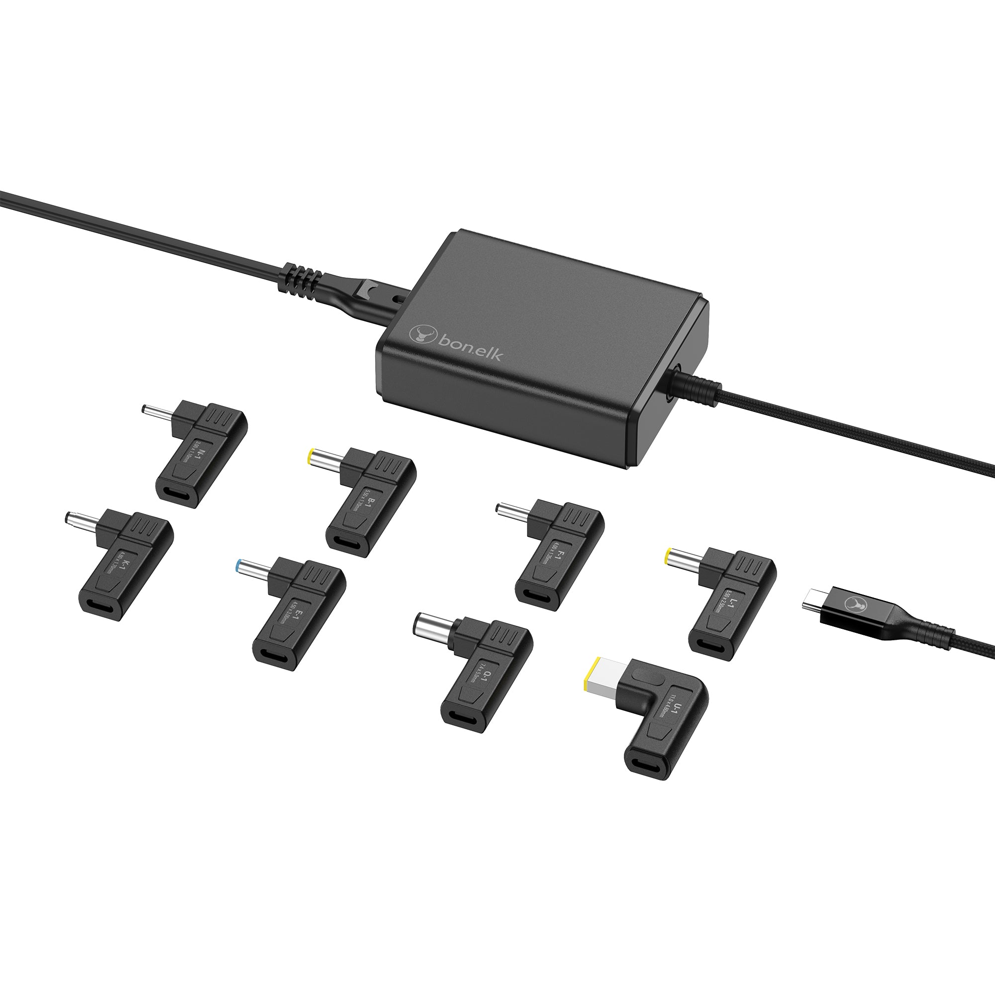 Bonelk Long-Life 100W GaN Multi-Device Laptop Charger, in-built Cable (1.5m) - Black