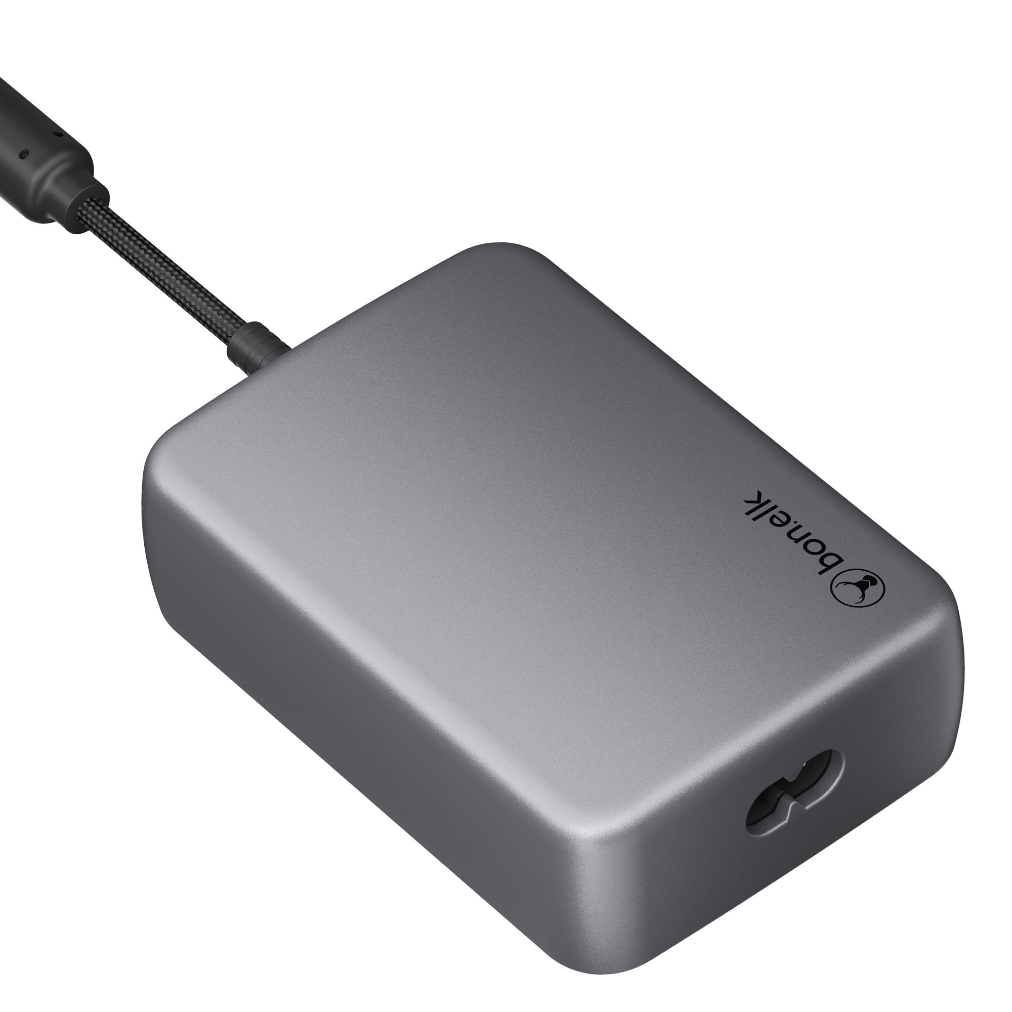 Bonelk Long-Life 100W PD GaN Laptop Charger, in-built USB-C Cable 1.5m - Space Grey