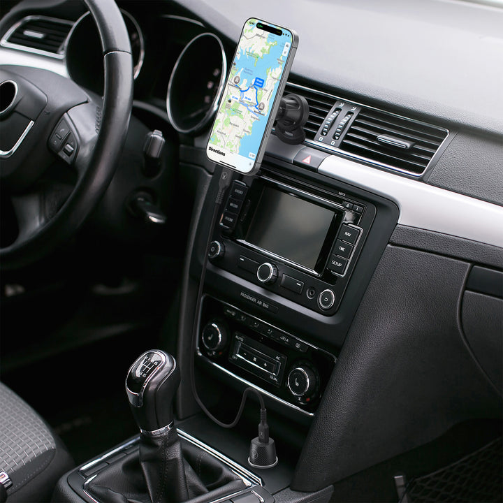 Bonelk Magnetic 15W Wireless Charging Vent Mount + PD 30W Car Charger - Black