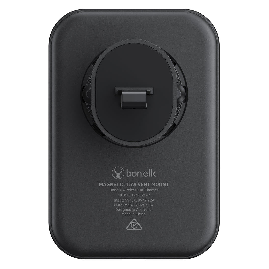 Bonelk Qi2 Magnetic 15W Charging Vent Mount + PD 30W Car Charger - Black