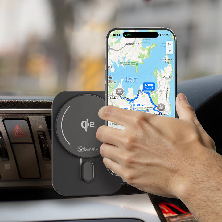 Bonelk Qi2 Magnetic 15W Charging Vent Mount + PD 30W Car Charger - Black