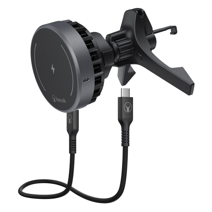 Bonelk Cooling Magnetic 15W Charging Vent Mount + PD 30W Car Charger - Black