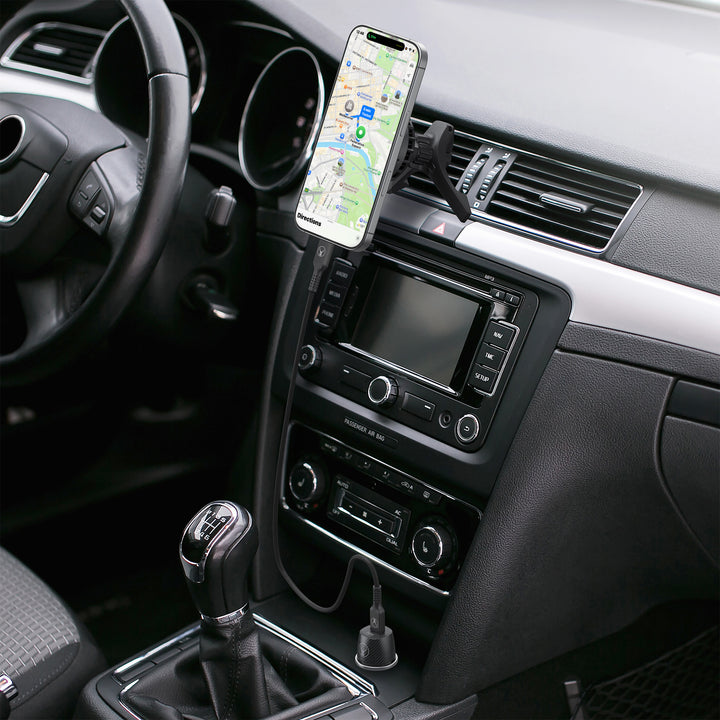 Bonelk Cooling Magnetic 15W Charging Vent Mount + PD 30W Car Charger - Black