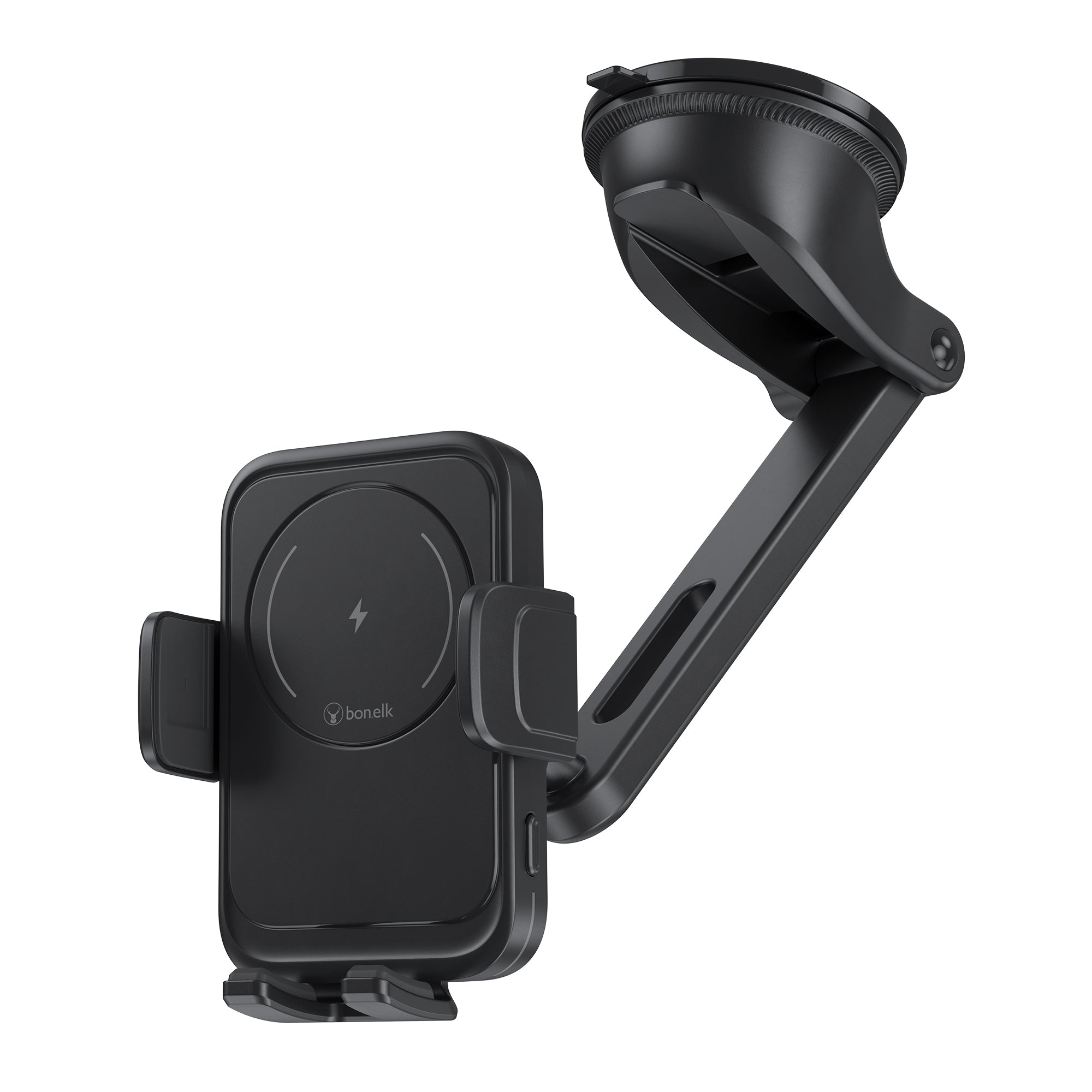 Bonelk Universal Extend Suction Mount, 15W Wireless Charging Phone Holder - Black