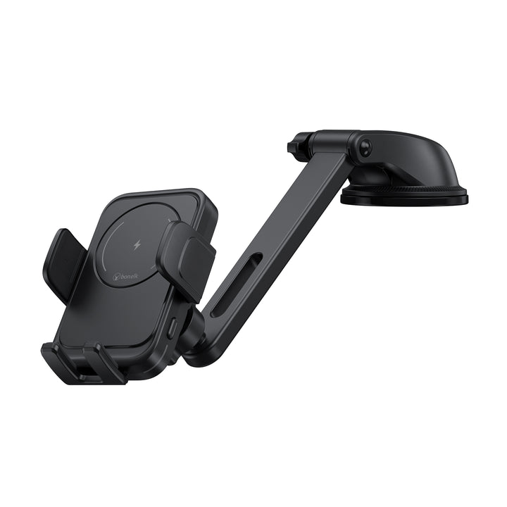 Bonelk Universal Extend Suction Mount, 15W Wireless Charging Phone Holder - Black