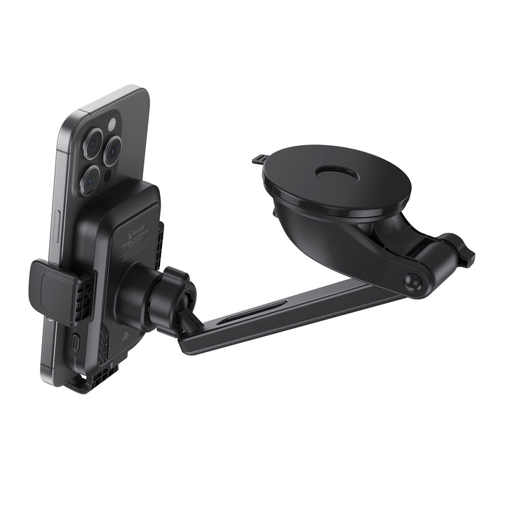 Bonelk Universal Extend Suction Mount, 15W Wireless Charging Phone Holder - Black