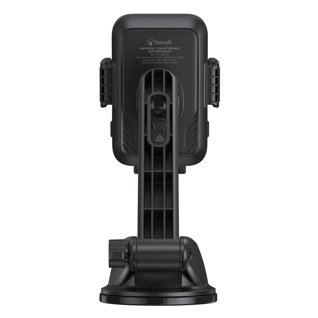 Bonelk Universal Extend Suction Mount, 15W Wireless Charging Phone Holder - Black