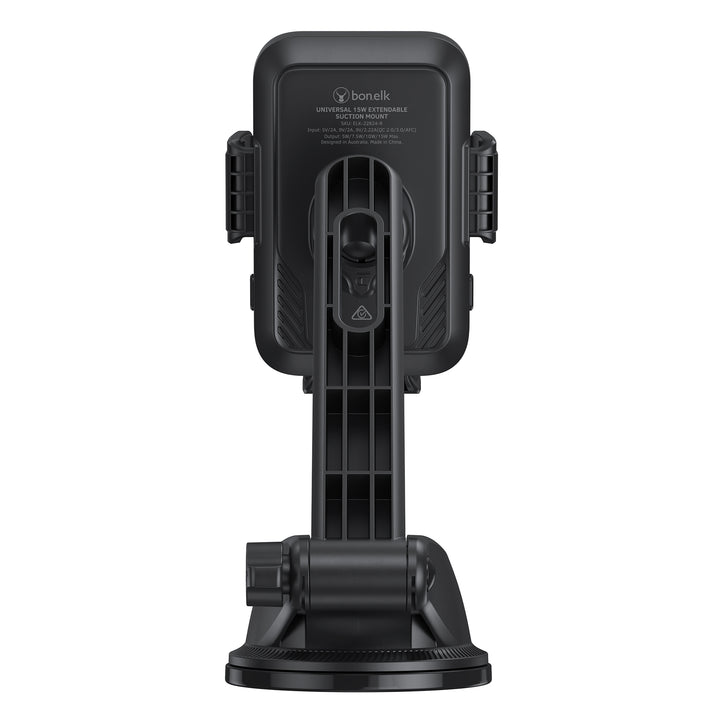 Bonelk Universal Extend Suction Mount, 15W Wireless Charging Phone Holder - Black