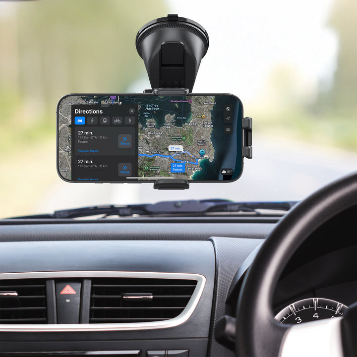Bonelk Universal Extend Suction Mount, 15W Wireless Charging Phone Holder - Black