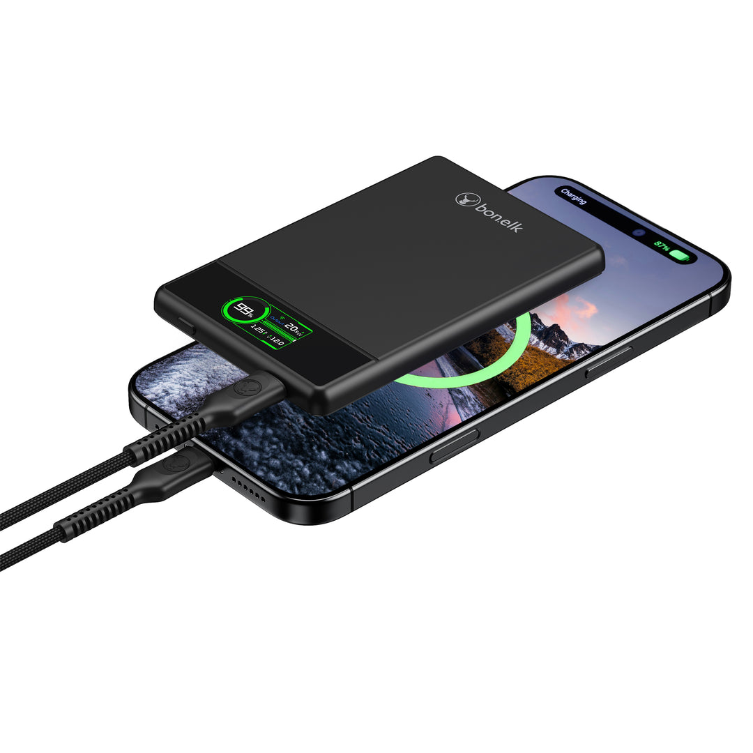 Bonelk Magnetic 4in1 Wireless Charging Power Bank 5k mAh - Black