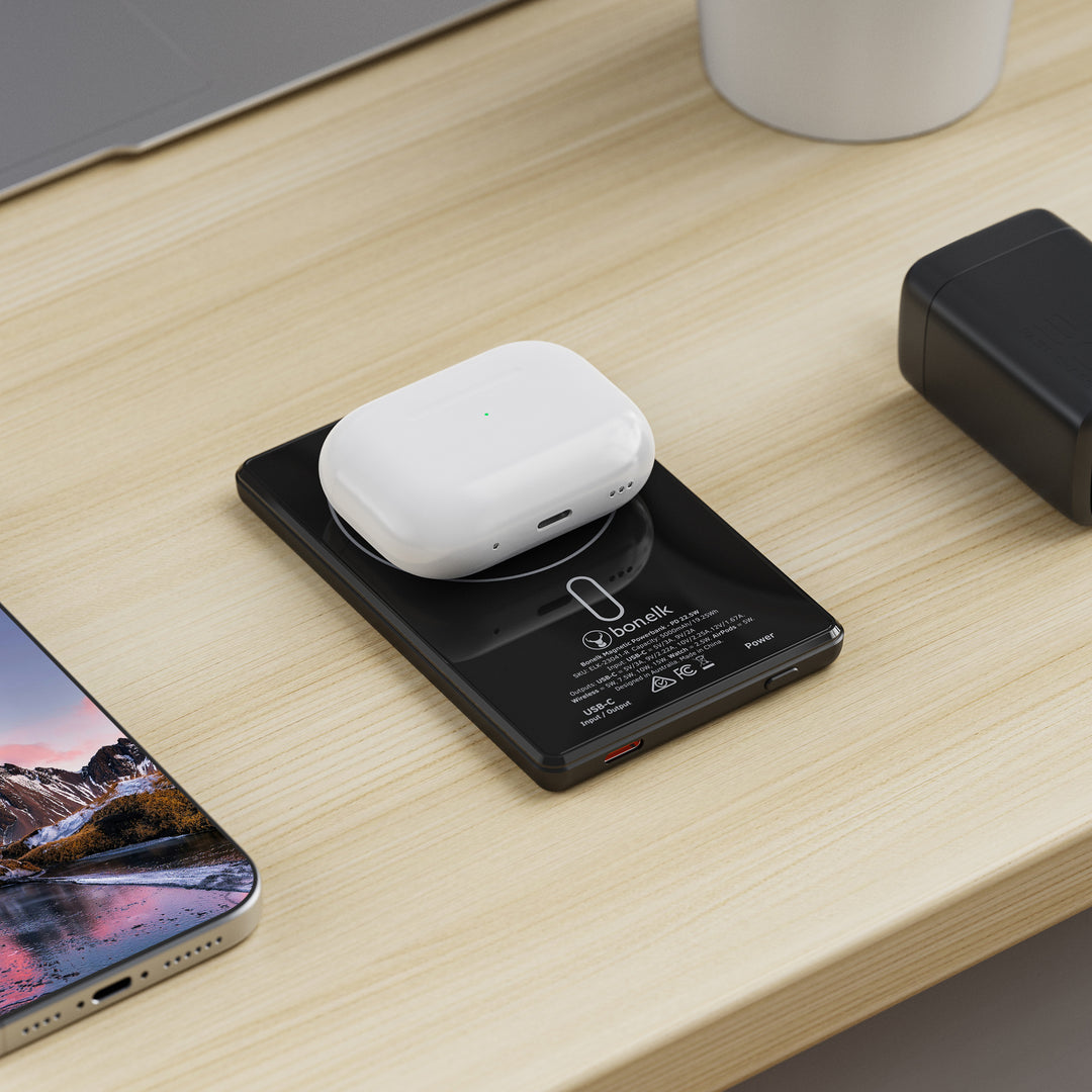 Bonelk Magnetic 4in1 Wireless Charging Power Bank 5k mAh - Black