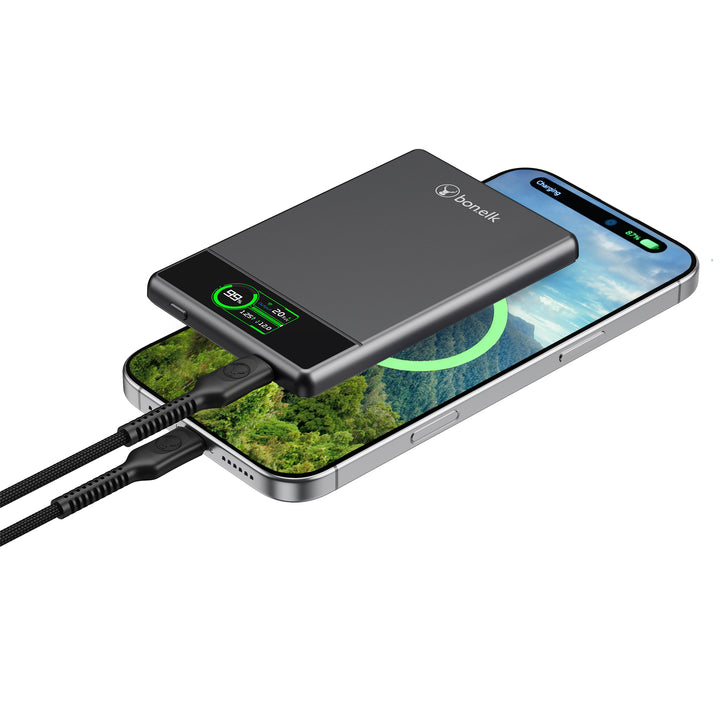 Bonelk Magnetic 4in1 Wireless Charging Power Bank 5k mAh - Space Grey