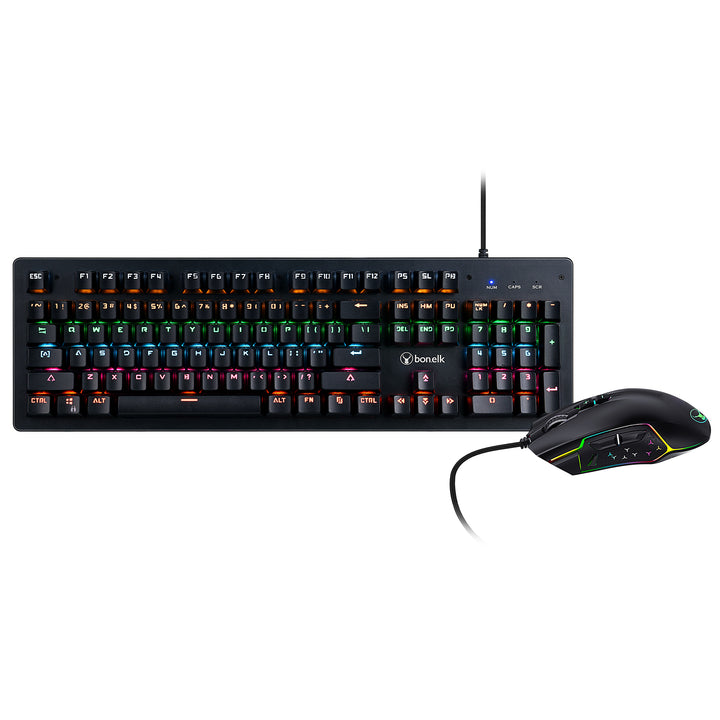 Bonelk Gaming RGB Mechanical Keyboard and Mouse Combo, USB, Full Size, XK-217  - Black