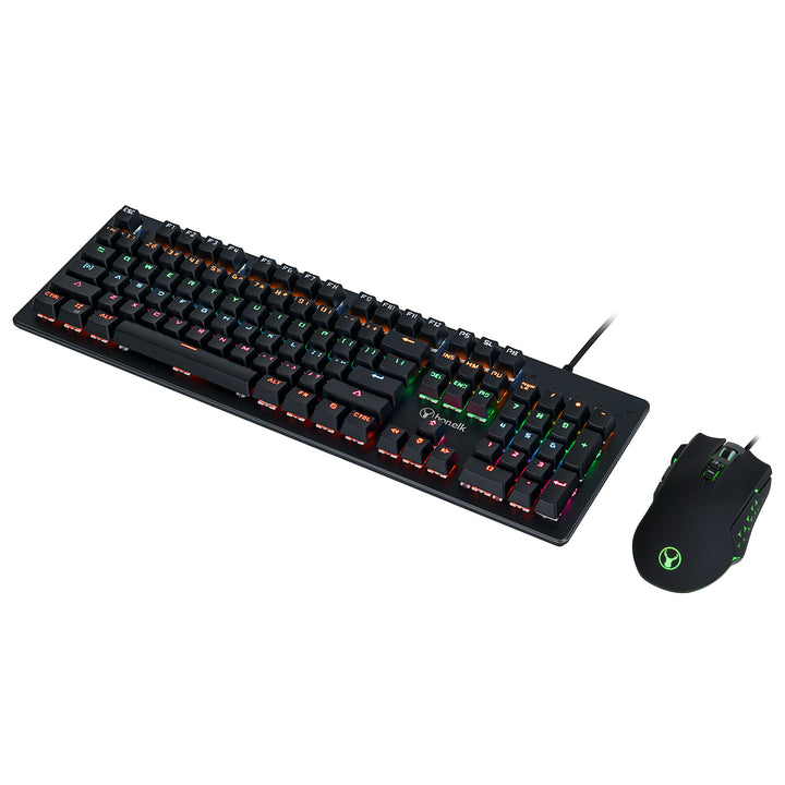 Bonelk Gaming RGB Mechanical Keyboard and Mouse Combo, USB, Full Size, XK-217  - Black