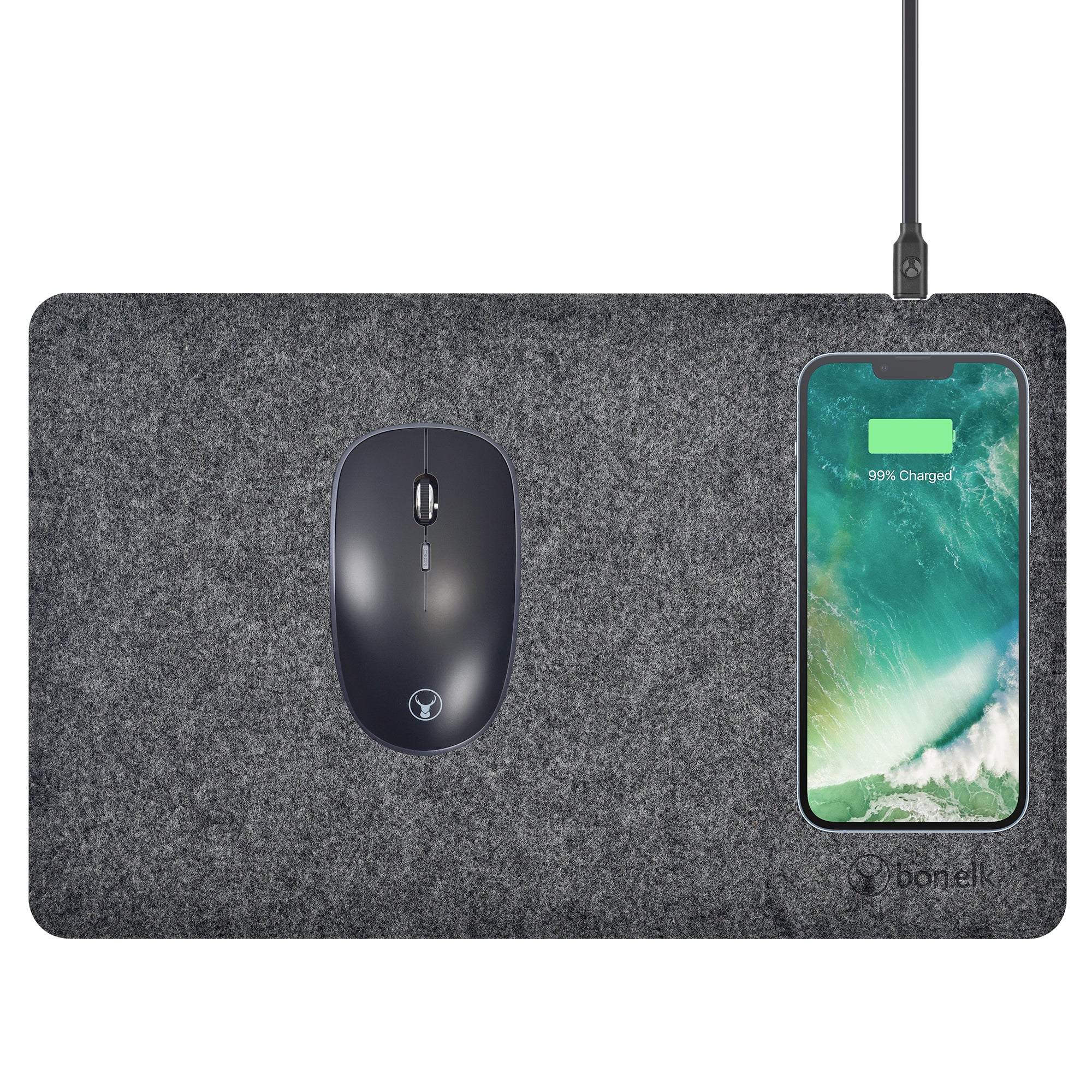 Bonelk Wireless Charging Pro Mouse Mat - Grey