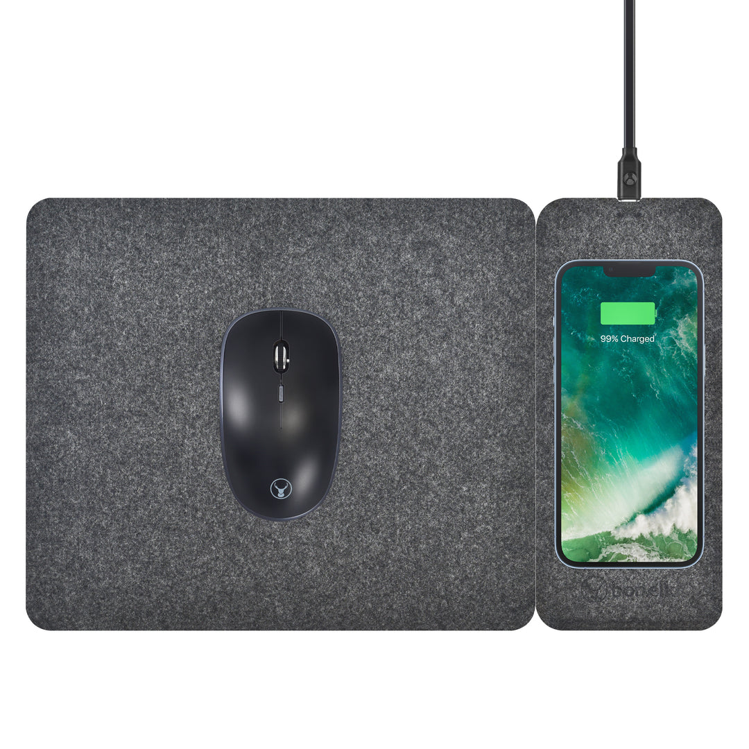 Bonelk Wireless Charging Split Mouse Mat - Grey