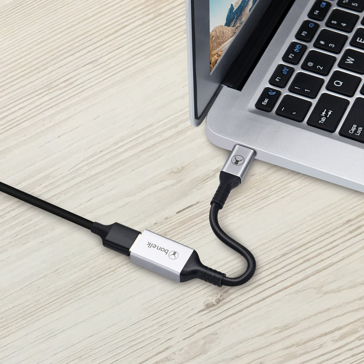 Bonelk Long-Life USB-C to USB-A Adapter (15cm)  - Space Grey