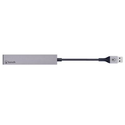 Bonelk Long-Life USB-A to 4 Port USB 3.0 Slim Hub - Space Grey