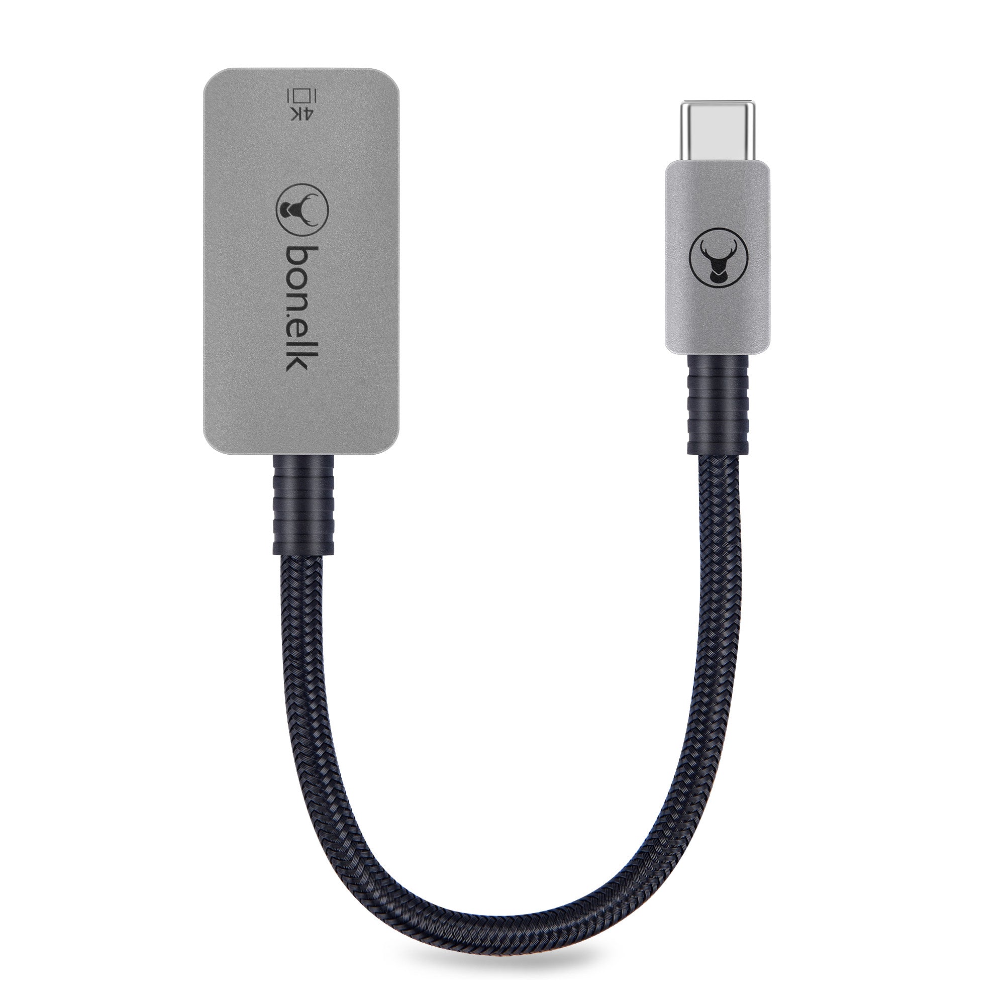 Bonelk Long-Life USB-C to 4K HDMI Adapter (15cm) - Space Grey