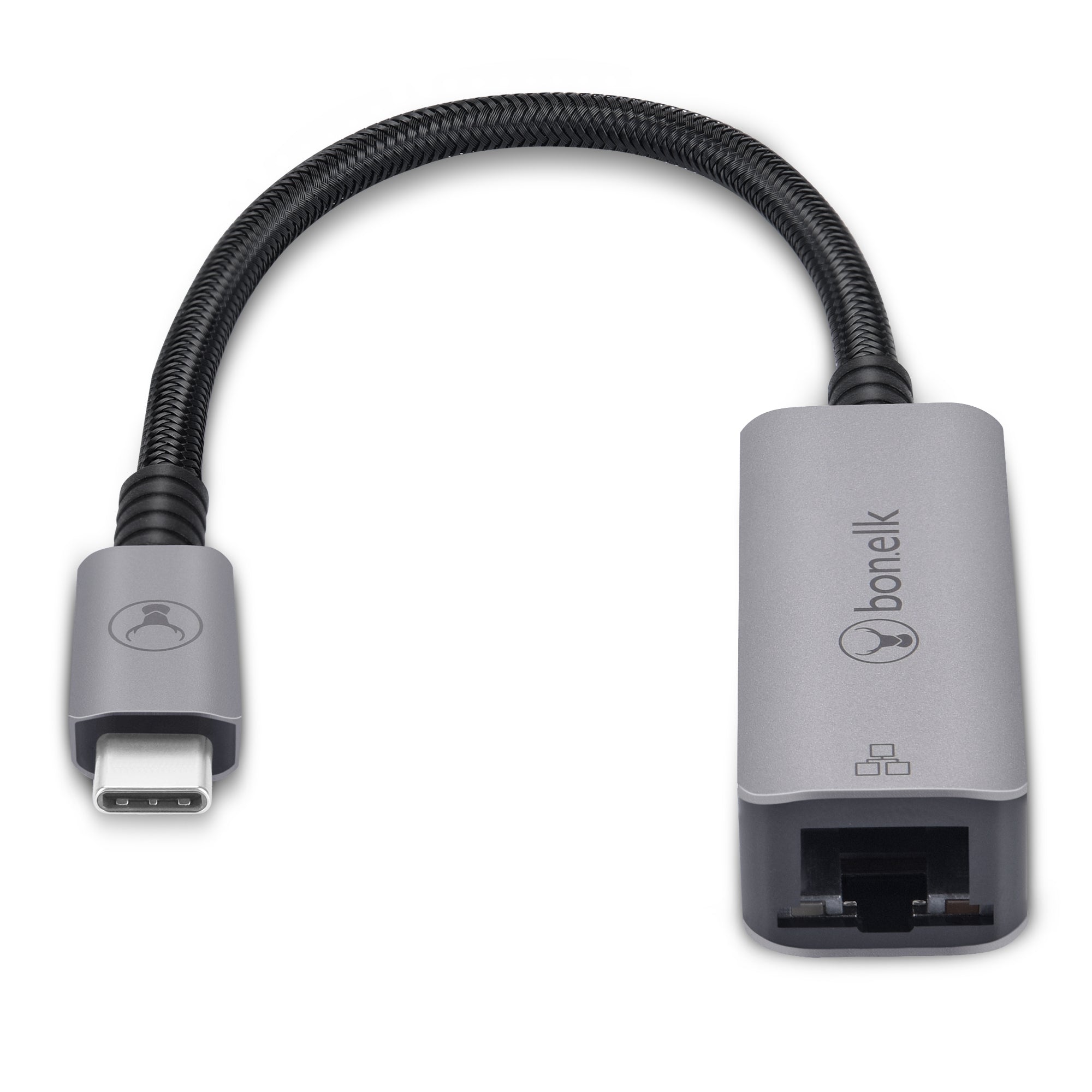 Bonelk Long-Life USB-C to Gigabit Ethernet Adapter (15cm) - Space Grey