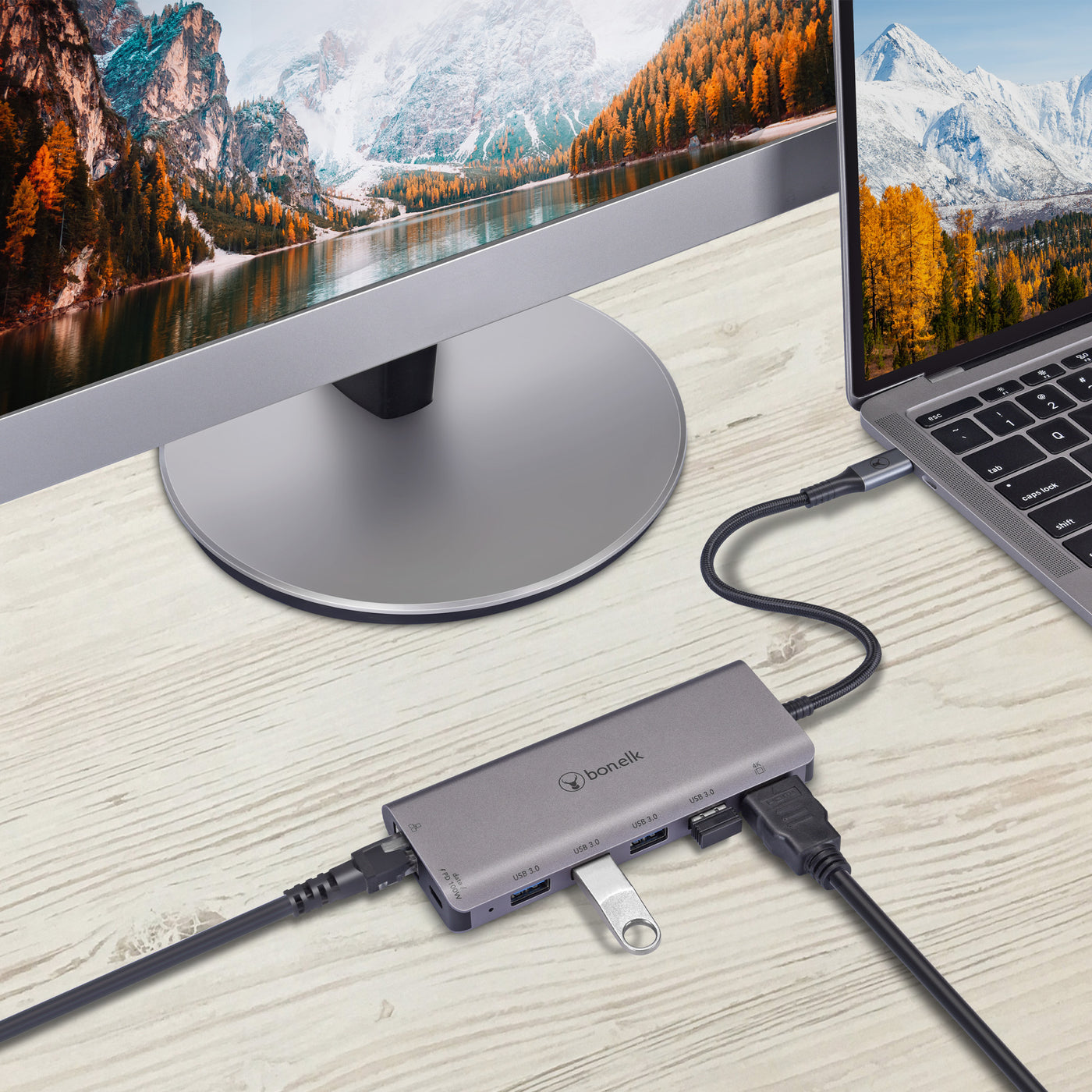 Bonelk Long-Life USB-C to 7in1 Multiport Hub - Space Grey