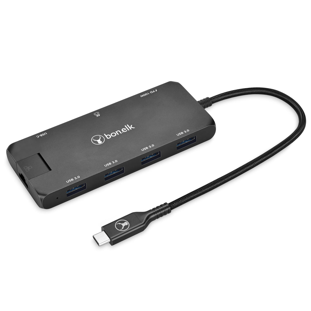 Bonelk Long-Life USB-C to 8in1 Multiport Hub - Black