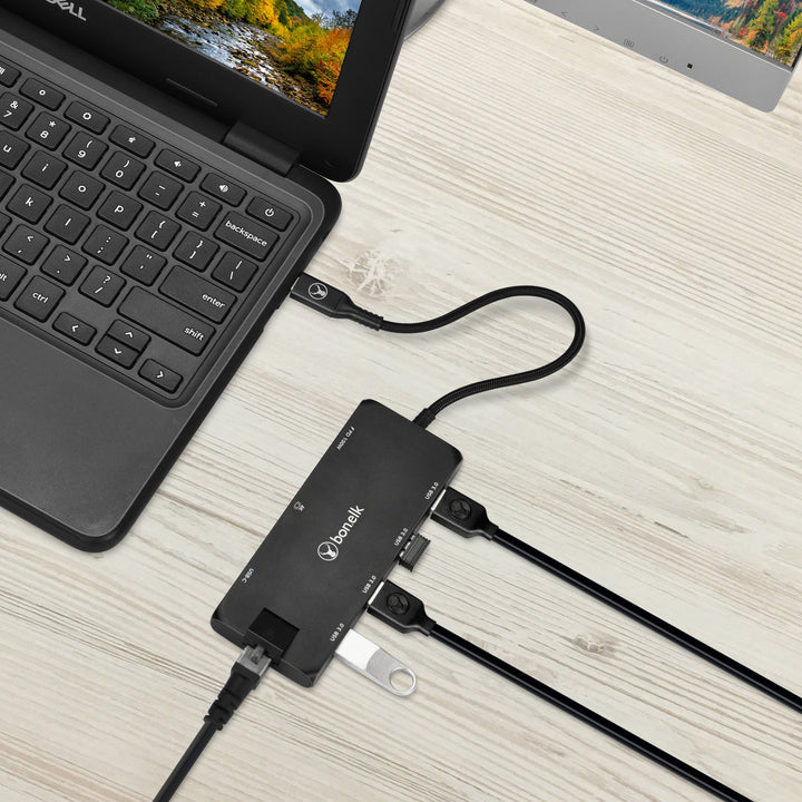 Bonelk Long-Life USB-C to 8in1 Multiport Hub - Black