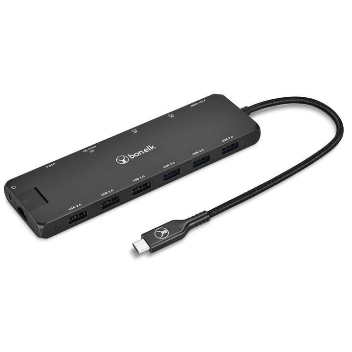 Bonelk Long-Life USB-C to 14in1 Multiport Hub - Black