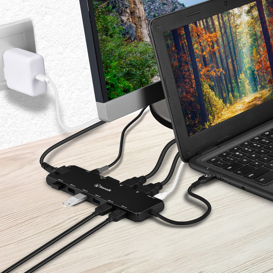 Bonelk Long-Life USB-C to 14in1 Multiport Hub - Black