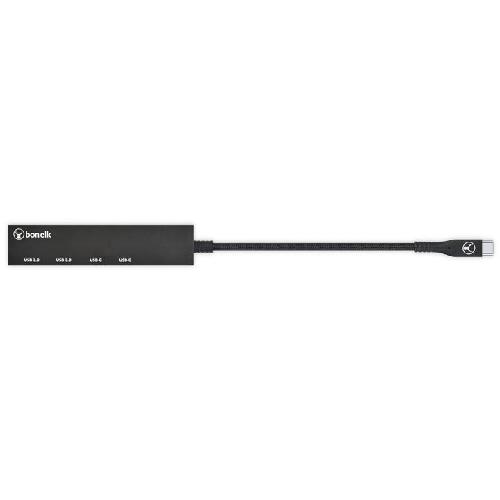 Bonelk Long-Life USB-C to 4 Port USB-C/USB-A 3.0 Slim Hub - Black 