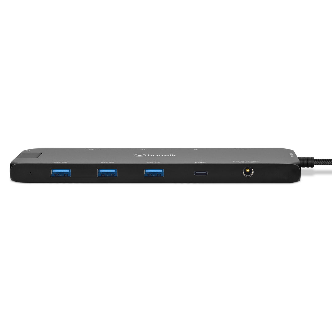 Bonelk Long-Life USB-C to 12in1 Multiport Powered Hub - Black