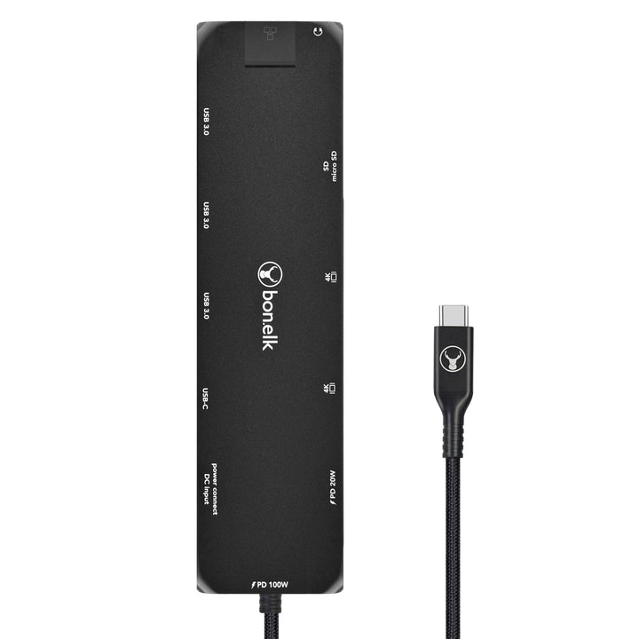 Bonelk Long-Life USB-C to 12in1 Multiport Powered Hub - Black