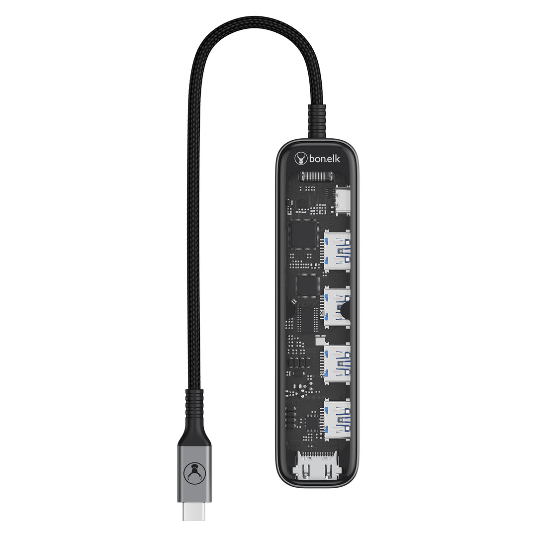 Bonelk Vision Long-Life USB-C to 6in1 Multiport Hub (inc SD) -  Clear