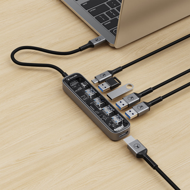 Bonelk Vision Long-Life USB-C to 6in1 Multiport Hub (inc SD) -  Clear